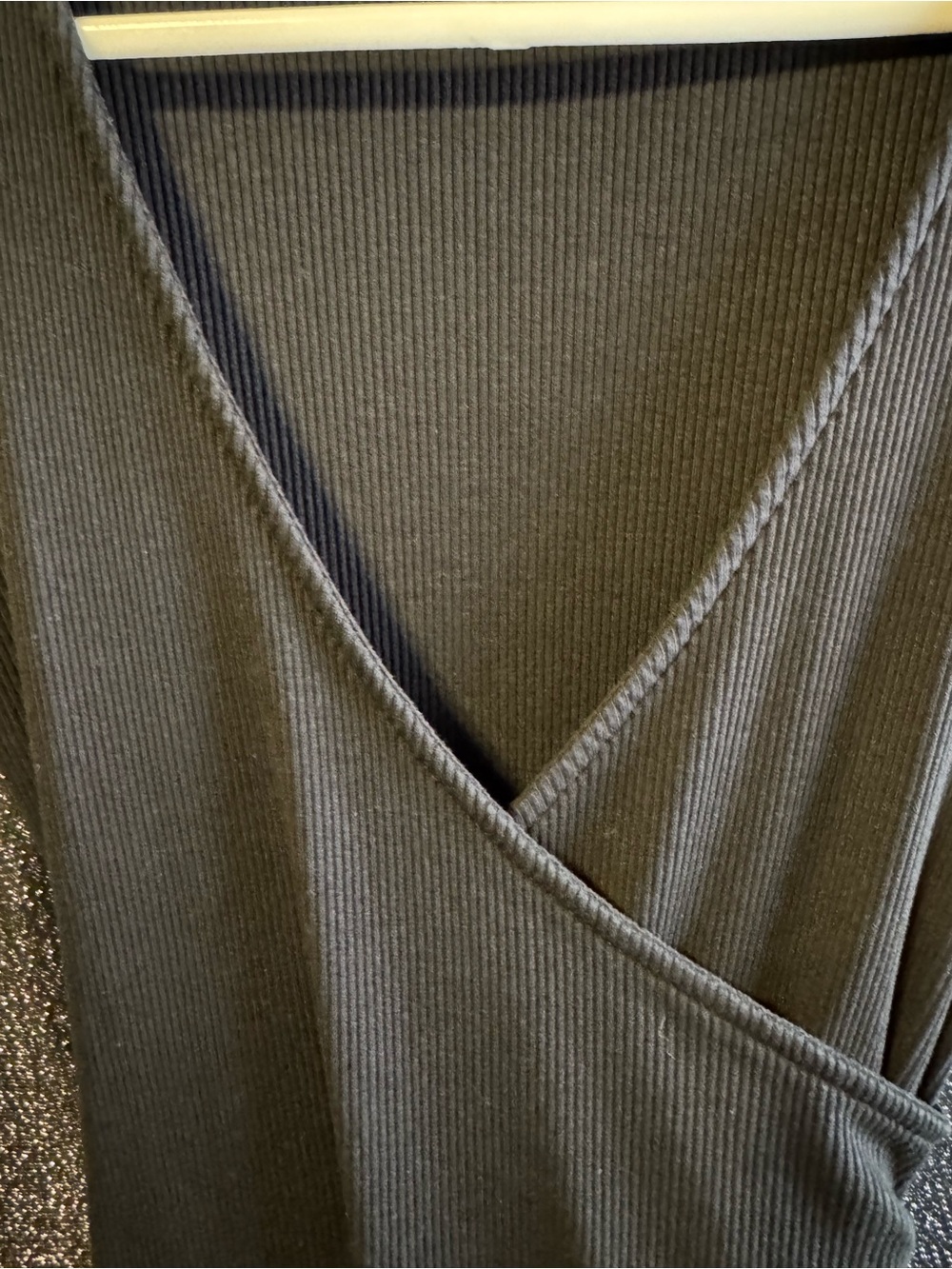 Express Black Ribbed Wrap Top - Picture 4 of 5